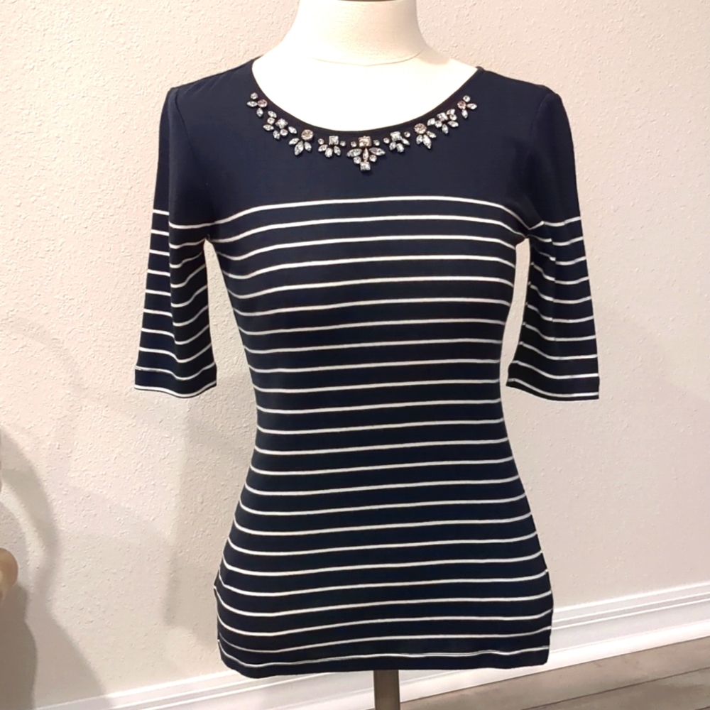 EUC Ann Taylor top with Jewel detailing